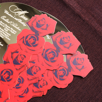 Tarjeta de Menú Redonda de Acrílico Dorado de Lujo con Espejo, Impresión UV, Rosa Roja, Texto Personalizado para Decoración de Mesa de Banquete de Boda