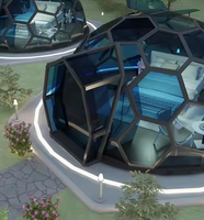 Dôme géodésique de luxe extérieur 7m/8m entièrement transparent, maison dôme miniature de safari, boule igloo en verre PC haute pour le glamping, les complexes hôteliers et les hôtels