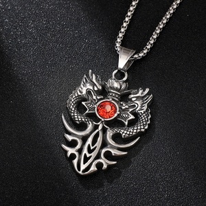 Collar con Colgante de Espada Cruzada de Doble Dragón para Hombre, Acero Inoxidable 316L, Estilo Punk Vintage, Joyería de Moda Animal, Venta al por Mayor - Product Image 3