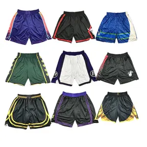 Pantaloncini da basket da uomo ricamati con cuciture pantaloni originali di alta qualità La Laker chicago bull Magic Retro Nbaing maglia corta