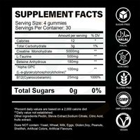 Gummies de créatine monohydrate à marque privée – Complément pré-entraînement pour hommes – Boost d'énergie