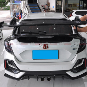 Aileron arrière simple en fibre de carbone, style bec de canard, pour Civic Type R Hatchback FK7 FK8 10ème génération 2016, noir, tissage sergé 3x3 - Product Image 6