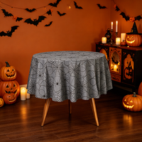 Nappe de table ronde jetable en plastique PEVA anti-graisse imprimée motif toile d'araignée Halloween pour la vente en gros