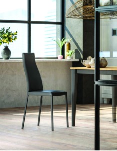 Silla de Comedor BEAUTY Teddy y Coco, Terciopelo Bouclé, Cuero Ecológico Suave, Estructura Marrón Grafito, Diseño Moderno - Product Image 1