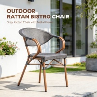 Ensemble de table et de chaises de bistrot de jardin en rotin moderne haut de gamme, imperméable et résistant au soleil