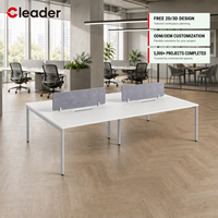 Banc de travail linéaire commercial 6 places avec structure tubulaire en acier, cloison de séparation en tissu et armoire mobile