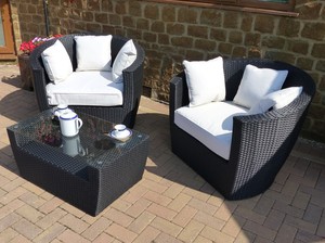 Half Round Shape Home Terrace Garden 2 Seater <strong>Tub</strong> <strong>Chair</strong> Furniture Poly <strong>Rattan</strong> Outdoor Sofa Set - Product Image 2