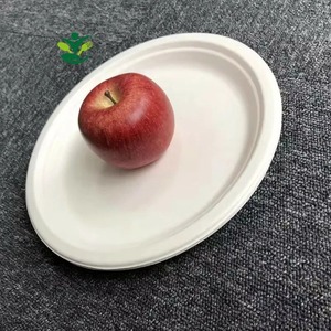 Özelleştirilmiş hizmet mevcut 100% Compostable 10 inç <span class=keywords><strong>Oval</strong></span> çanak tabaklar şeker kamışı Bagasse yapılır