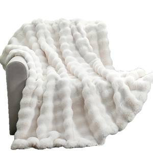 Dệt Kim 100% Polyester Giả Thỏ Lông Rắn Màu Flannel Chăn Sang Trọng Thoải Mái Mềm Mại Thân Thiện Với Môi Tất Cả Các Mùa Thoáng Khí - Product Image 5