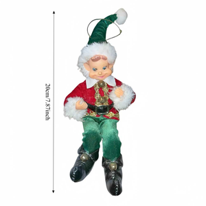 Adorable figurine d'elfe de Noël assis, rouge et <span class=keywords><strong>vert</strong></span> scintillant, parfait pour le sommet de l'arbre, les étagères ou la décoration de la maison pendant les fêtes - Product Image 4