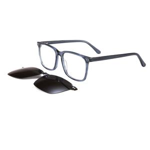 Nouvelles lunettes de soleil carrées élégantes en acétate à monture intégrale, lunettes de soleil à clip magnétique bicolores, montures de lunettes de soleil tendance - Product Image 2