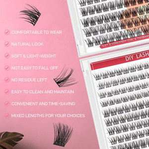 Meilleures ventes : <span class=keywords><strong>Faux</strong></span> <span class=keywords><strong>cils</strong></span> en grappe DIY DF02, <span class=keywords><strong>marque</strong></span> privée, faits main, naturels, 12 rangées, volume intense, longueurs mixtes 10-16mm - Product Image 5