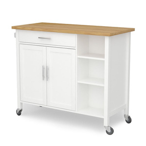 Carrito de cocina de madera maciza para el hogar, carrito de almacenamiento móvil multifuncional con ruedas y gran capacidad. - Product Image 2