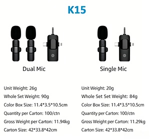 Microphone cravate cardioïde <span class=keywords><strong>sans</strong></span> fil en plastique avec suppression du bruit pour iPhone, Android, ordinateur, diffusion en direct, Vlog, YouTube - Product Image 6