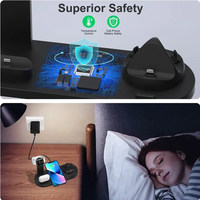 Pengisi Daya Nirkabel Cepat 15W Berkualitas Tinggi dengan Lampu & Penyangga Elektrik QC4.0 3-in-1 untuk Ponsel, Earphone, Jam Tangan
