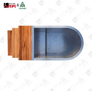 <span class=keywords><strong>Vasca</strong></span> da <span class=keywords><strong>Bagno</strong></span> Fredda Integrata Semi-Ellittica Moderna con Rivestimento in Acciaio Inox e Superficie in Cedro Rosso per Spa, Produzione Diretta Vapasauna - Product Image 2