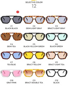 Occhiali da sole di lusso Unisex moda di tendenza di alta classe 2024 occhiali da sole a doppia trave da donna quadrati classici - Product Image 3