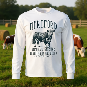 Camiseta de manga larga Hereford Cattle con diseño vintage de ganado - Product Image 3