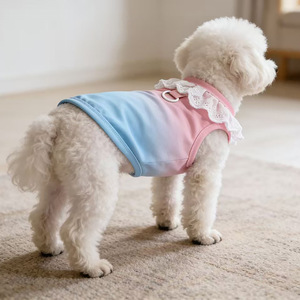 Camiseta sin mangas para perro con degradado <span class=keywords><strong>de</strong></span> color rosa y azul, con cuello <span class=keywords><strong>de</strong></span> encaje, linda y transpirable, para perros pequeños y gatos, ropa <span class=keywords><strong>de</strong></span> verano para mascotas - Product Image 3