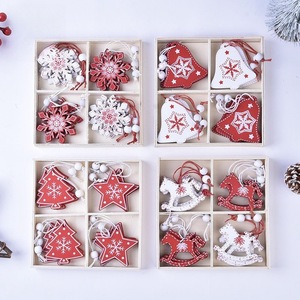 Adornos navideños de madera con forma de corazón, estrella y árbol, decoraciones colgantes para la decoración del árbol de Navidad, juego en caja. - Product Image 4