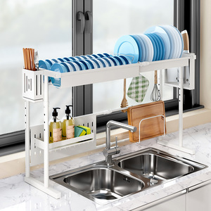 Kitchen Sink Dish Rack 2 Tier With Tray Quick Dry Modern Style For Dish Drying Storage - Product Image 4