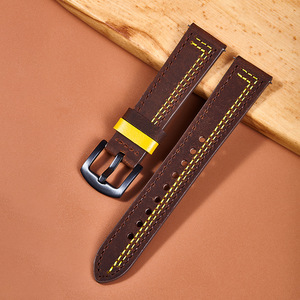 <span class=keywords><strong>Correa</strong></span> de Reloj de Cuero Genuino Crazy Horse de 20mm y 22mm, Moderna, Suave y Transpirable, Disponible al por Mayor - Product Image 4
