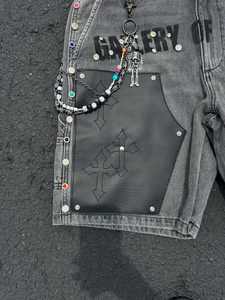 <span class=keywords><strong>Jeans</strong></span> da <span class=keywords><strong>Uomo</strong></span> Streetwear Chic su Misura Pantaloncini di Denim Larghi Vintage Sbiaditi - Product Image 2