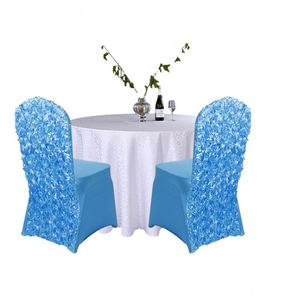 Housse de chaise Rose 2026, taille universelle, en polyester, lavable en machine, couleurs unies, motif fleur de rose, pour mariage - Product Image 5