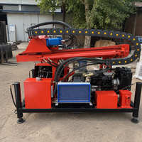Foreuse hydraulique diesel portable sur roues pour puits d'eau, avec moteur de pompe et boîte de vitesses, profondeur 300m, palan 12 tonnes, double système de circulation de boue, pour usage agricole