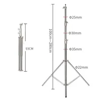 Caméra vidéo portable professionnelle, trépied à bras croisé en acier inoxydable à 3 pieds avec une longueur extensible de 2100 mm