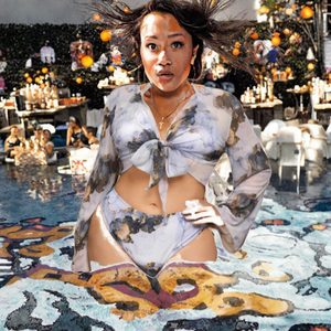 2 Piece <b>Plus</b> <b>Size</b> Sexy Push up <b>Bikini</b> Swimwear <b>Set</b> with Tropical and Floral Print Front Logo Cover up - Product Image 2