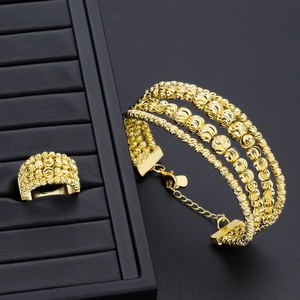 JXX Pulsera de moda para mujer, chapada en oro de latón, diseño de cuentas, brazalete abierto, buen precio, juego de brazaletes de oro de Dubái, joyería india - Product Image 4