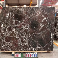 Slab Marmer Merah Rosso Levanto Gaya Modern, Finishing Kulit, Tebal 18mm, Tahan Lama, Anti Air, untuk Apartemen, Kamar Mandi, Ruang Tamu