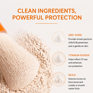 Polvo Protector Solar de Marca Privada ETRUN con Amplio Espectro <span class=keywords><strong>SPF</strong></span> <span class=keywords><strong>50</strong></span>, Polvo Protector Solar Facial, Polvo <span class=keywords><strong>Mineral</strong></span>, Brocha para Protector Solar - Product Image 2