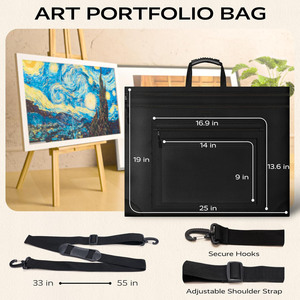 Kunst-<span class=keywords><strong>Portfolio</strong></span>-Tasche 18x24 Leichtgewichtige Polyester-Reißverschlusstasche Verstellbarer Schulterriemen Lederecken Wasserdichter Kunstwerk-Koffer - Product Image 3