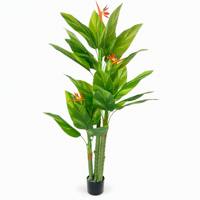 Künstliche Paradiesvogelblume im Topf, Künstlicher Strelitzienbaum mit Variegateten Blättern, Tropische Pflanze für Heim, Büro, Hotel, Bodendekoration