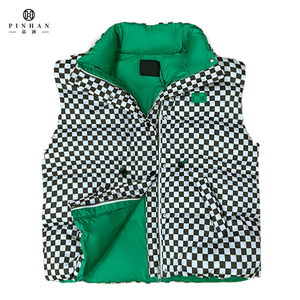 Échiquier grille <span class=keywords><strong>sans</strong></span> manches <span class=keywords><strong>doudoune</strong></span> femmes haute qualité brodé bouffant gilet thermique femmes hiver utilitaire hauts - Product Image 2