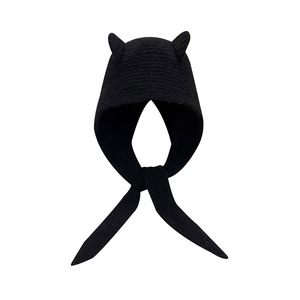 Chapeau en laine tricoté style coréen <span class=keywords><strong>couleur</strong></span> unie avec petite écharpe, modè<span class=keywords><strong>le</strong></span> Cendrillon, chaud et confortable - Product Image 3
