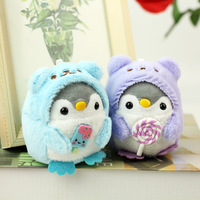En gros, mini-porte-clés en peluche anime japonais, jouets créatifs et mignons en forme de crème glacée, sucette et pingouin, pendentifs de sac