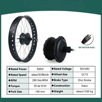 Kit de conversion de vélo électrique Fat Bike 26 pouces, moteur de moyeu arrière 48V 500W, roue à pneu large, kit de conversion de roue arrière pour vélo de neige