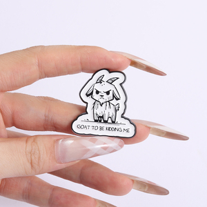 Geit Om Me Voor De Gek Te Houden Emaille Pin Grappige Knorrige Geit Cartoon Metalen Broche Revers Badge Dieren Sieraden Cadeau Groothandel - Product Image 4