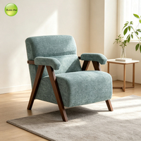Fauteuil d'appoint en tissu de style rétro, dossier ergonomique rembourré, structure en bois massif robuste pour les espaces de vie intérieurs