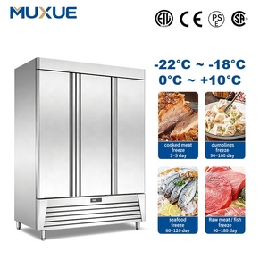 Réfrigérateur vertical MUXUE, norme américaine 110V 60Hz, en acier inoxydable, 3 portes, congélateur intégré, R290, commercial, monotempérature - Product Image 1