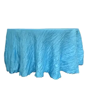 Fancy High quality Ruffle Plain Dyed Accordion Crinkle Taffeta Tablecloth for wedding party Decoration