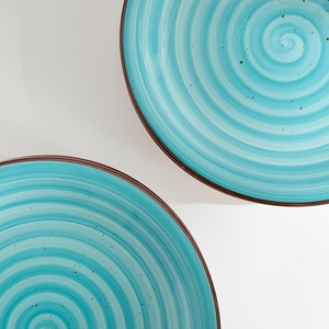 Platos de Cerámica Espiral Turquesa de Lujo Personalizados, Vajilla Pintada a Mano de Primera Calidad, Venta al por Mayor para Bodas, Hoteles y Restaurantes, Venta en Línea - Product Image 2