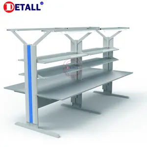 workshop work bench production table with long steel shelf