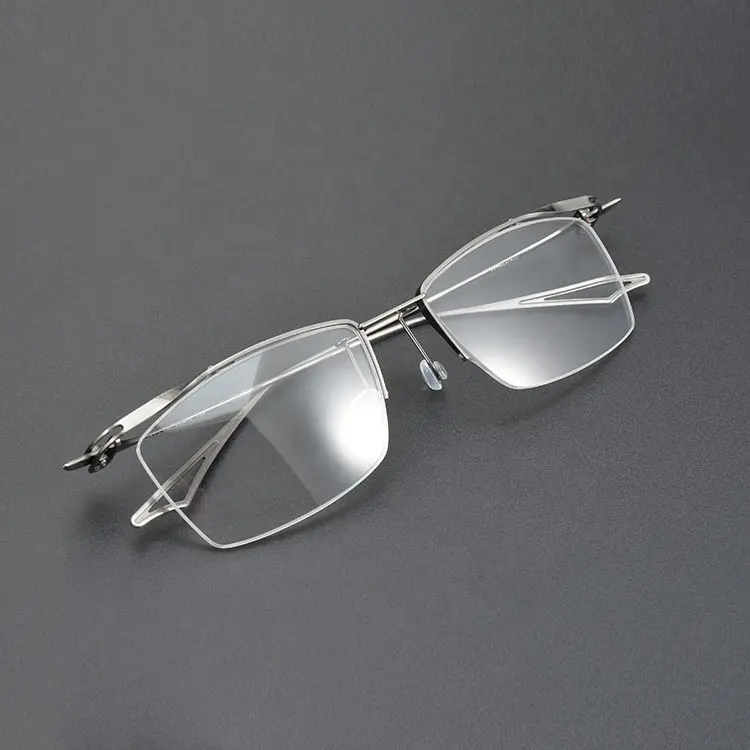 Fashion Power Reading Classical Square Men's Half Frame Eyeglasses Titanium Glasses Optical Frame Eyewear Spectacles Gafas