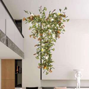 Lustre en résine dorée à longues branches avec lumières LED, hauteur réglable pour salon, ampoule dimmable E27 - Product Image 5
