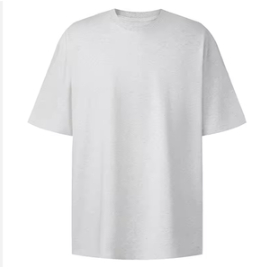 T-shirt en coton surdimensionné pour homme Meckmanly, manches courtes, col rond, jersey décontracté, tricoté, uni, coupe ample, respirant, dos en maille - Product Image 2