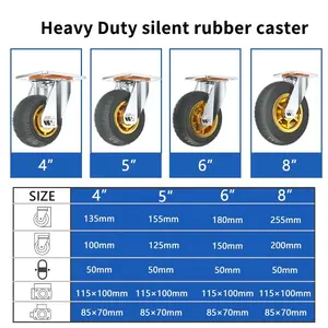 Roda Troli Karet Abu-abu 6 Inci 150Mm Tanpa Tanda Roda Kastor Tetap Tugas Berat Kaster Superior Awet